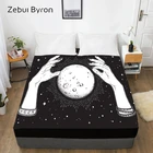 Простыня Натяжная 3D HD, простыня с эластичным двойнымполнымдвуспальнымкоролевскиминдивидуальным дизайном, простыня в стиле бохо, наматрасник с Луной 160x200