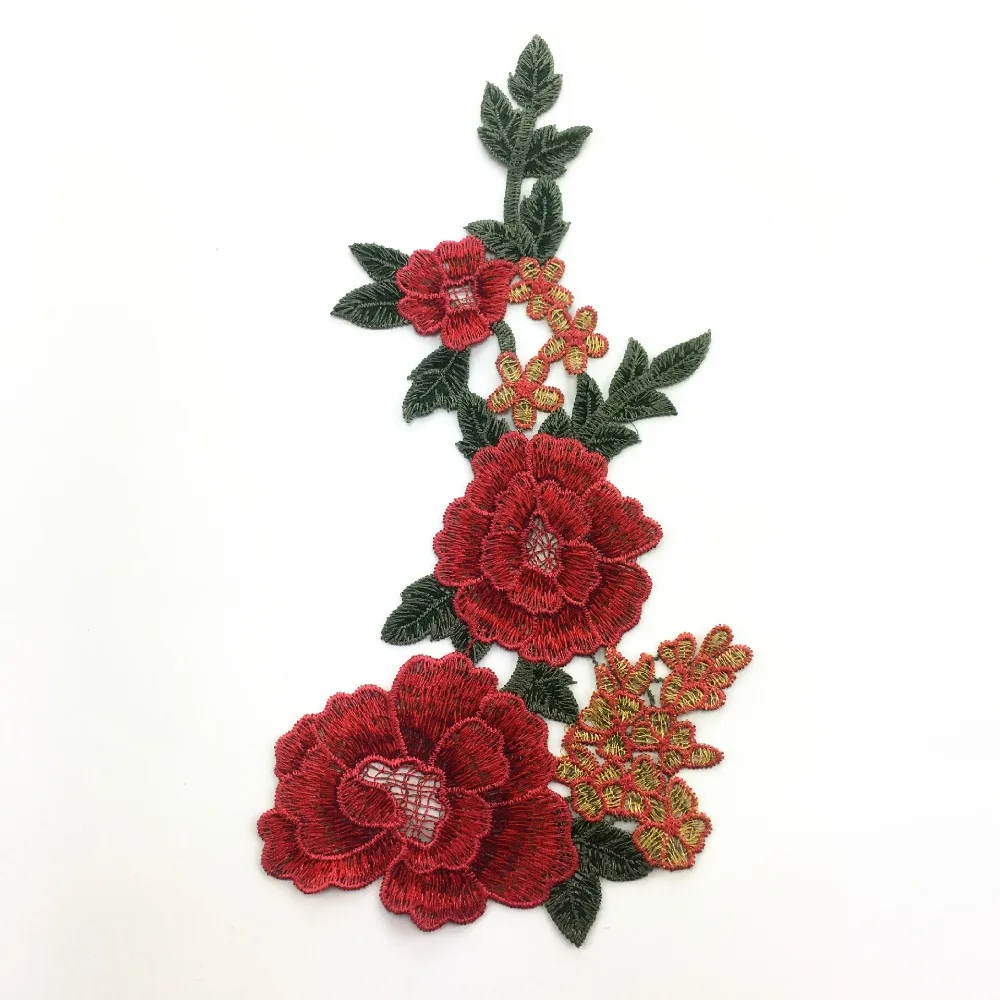 

water soluble Rose Applique Embroidery Flower Patches For Clothing Appliques Flores Bordadas Atacado Sewing Flower Patches