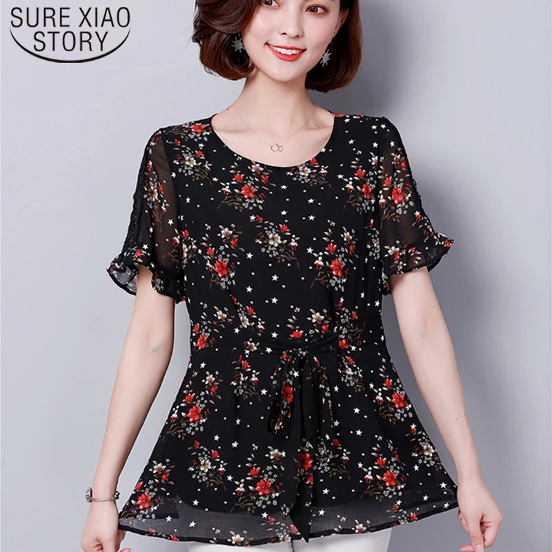 Blusas Mujer De Moda 2021 размера плюс шифоновая блузка 5XL одежда для женщин с рисунком