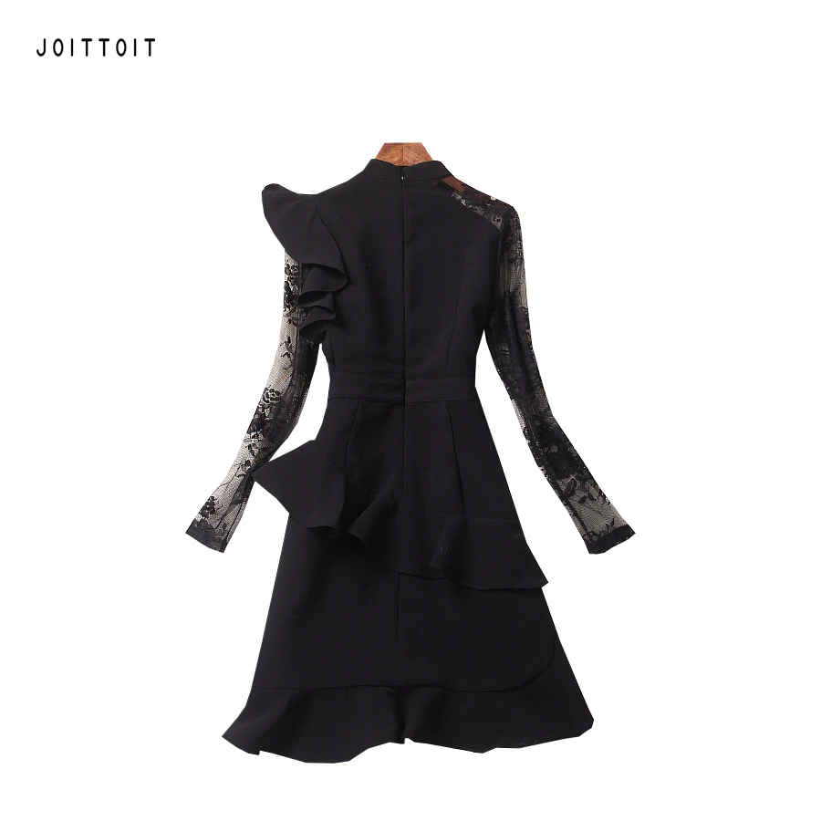 Для женщин вечерние платье Линия женские офисные с длинным рукавом Кружево