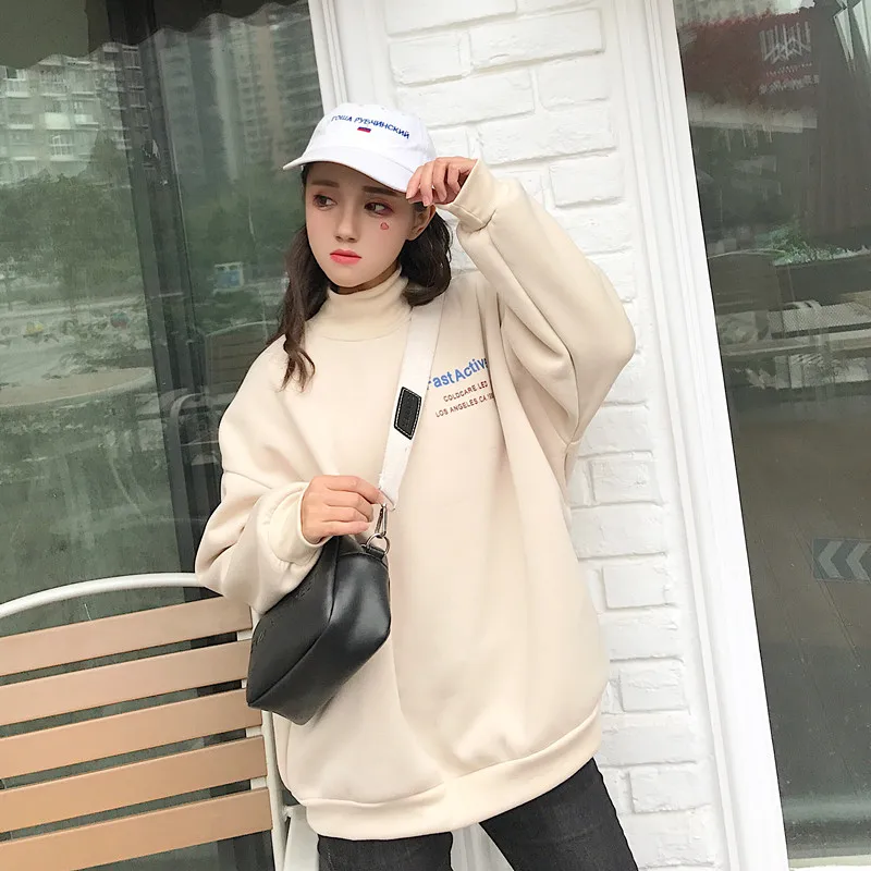 Harajuku женские новые модные стильные толстовки женские топы с буквенным принтом Женский бархатный корейский пуловер для студентов женщин Модный шик
