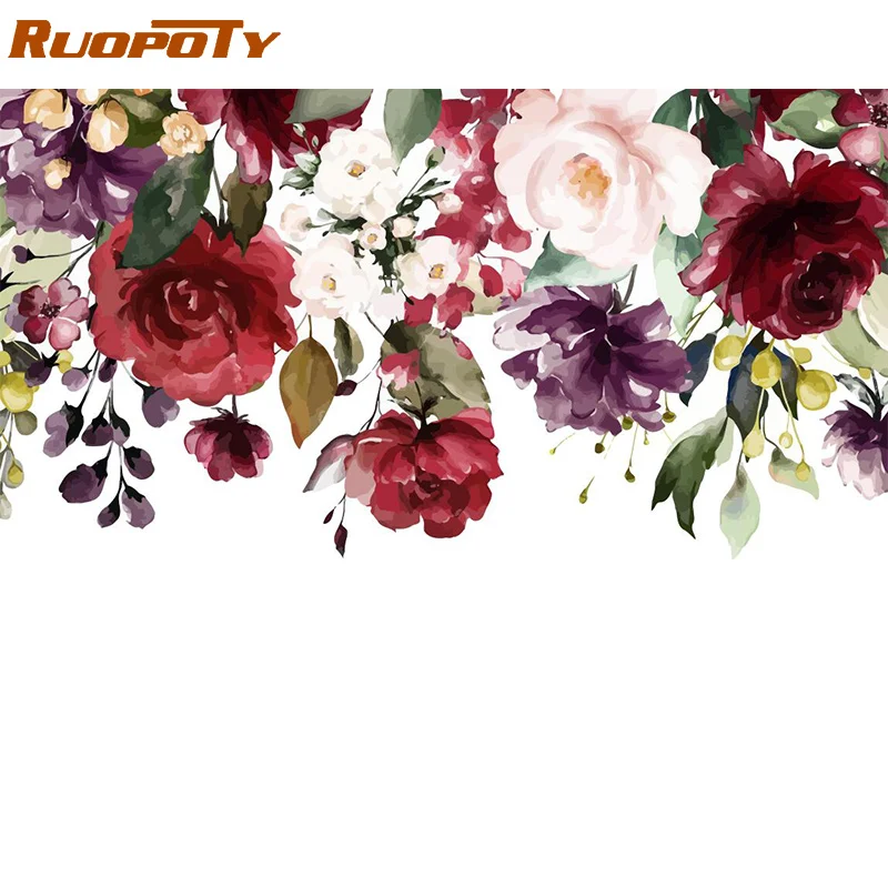 RUOPOTY рамка Diy картина по номерам набор цветов настенная художественная картина домашний декор расписанная вручную Раскраска по номерам для гостиной
