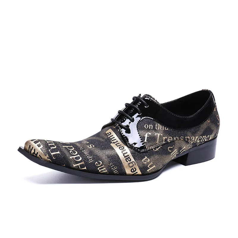 

Personality Graffiti Fashion Casual Hairdresser Yellow Men's Leather Shoes Lace Square Hair Style Teacher Low Help Shoes