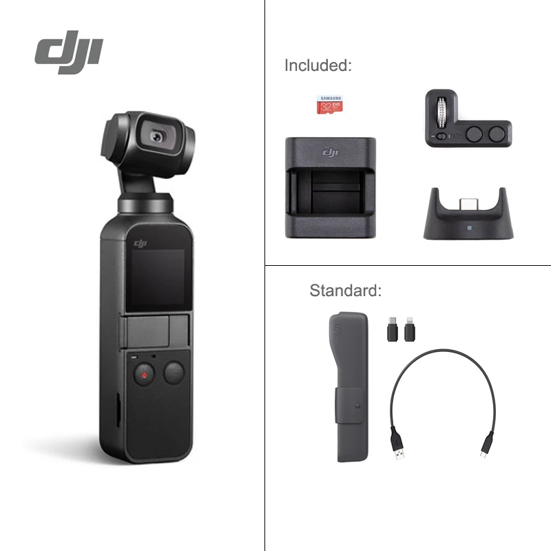With Expansion Kit DJI Osmo карман 3-осевая стабилизированная ручной Камера со смартфоном 4K 60fps видео вариант расширения влево/вправо комплект/микро SD карты - Цвет: With Expansion Kit