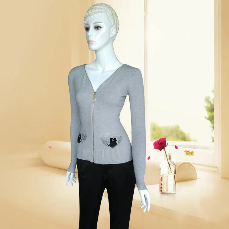 Высококачественный облегающий кардиган 2019 Женский вязаный свитер женский