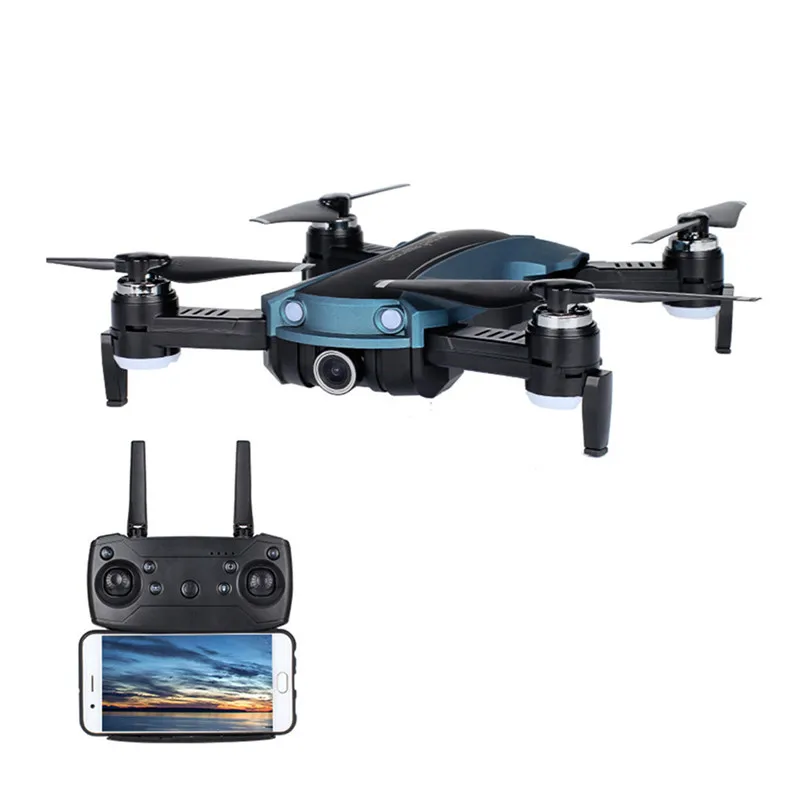 D803 WI-FI FPV электрически регулируемые 1080 P Камера складной оптического потока позиционирования наведении Радиоуправляемый Дрон Quadcopter RTF 50MAY9 - Цвет: Синий