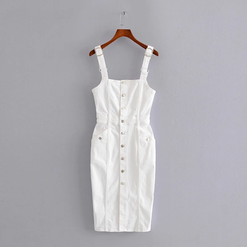 QZ204 Новое Женское приталенное платье белого цвета на подтяжках Короткое