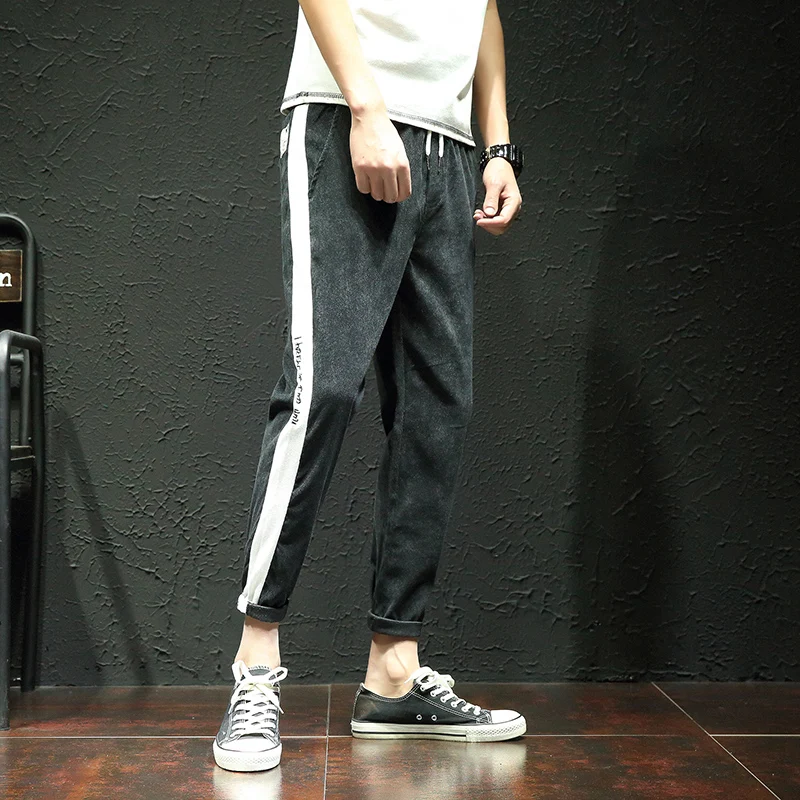Men's Casual Pencil Pants Large Size Loose New Ankle Length Elastic Waist and Embroidered | Мужская одежда