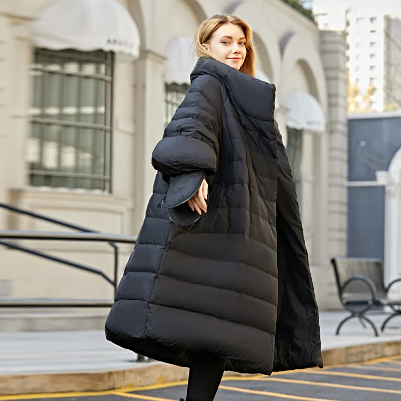 Oversize Winter Down Jacket Women with Gloves Long Korean Duck Down Coat Winter Puffy Jacket Casacas De Mujer 15799 KJ2742