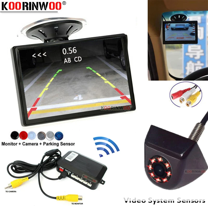 Koorinwoo Ultrasoni монитор обратная камера металлический черный беспроводной датчик