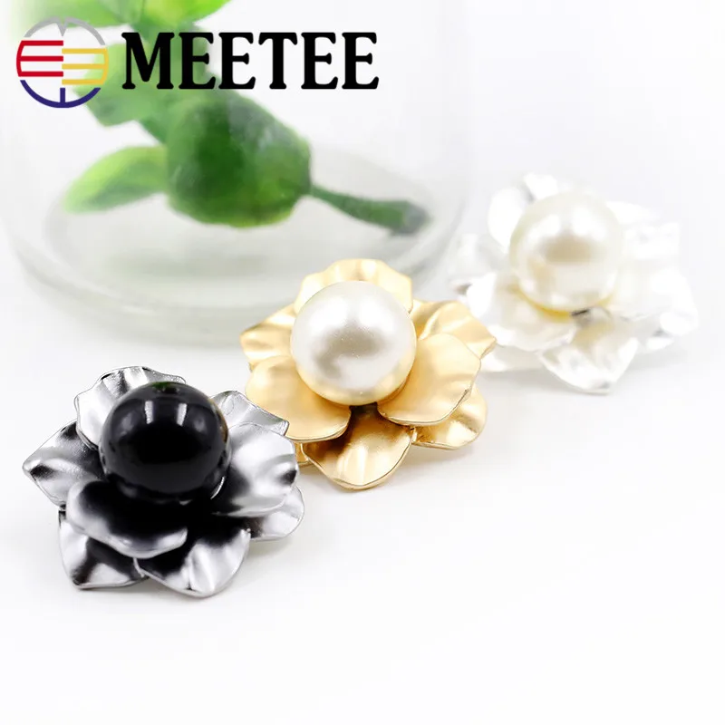 4pcs Mink Fur Coat Buttons Clothes Accessories Flowers Pearl Metal Button Mushroom Bouton Trench Clasp E4-38 | Дом и сад