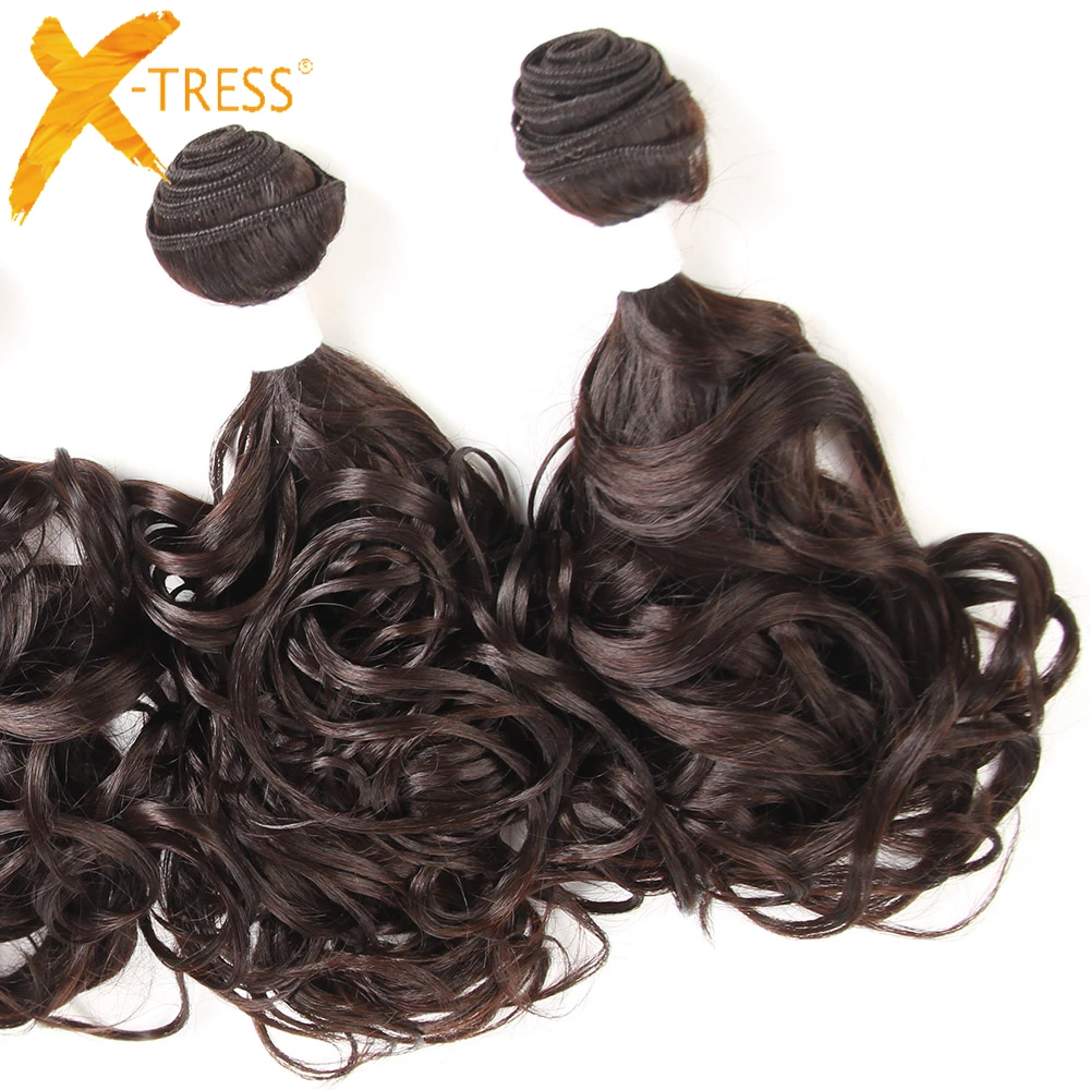 Омбре коричневый бордовый цвет завивка искусственных волос 4 пучка X-TRESS Надувные вьющиеся пряди волос на сетке 16-18 дюймов один пакет полная голова