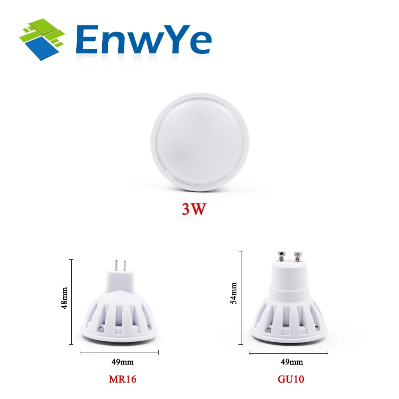 EnwYe Светодиодный светильник GU10 MR16 Светодиодный 3 Вт 6 Вт 220 В лампада светодиодный конденсаторный светильник рассеивающий прожектор энергосберегающее домашнее освещение