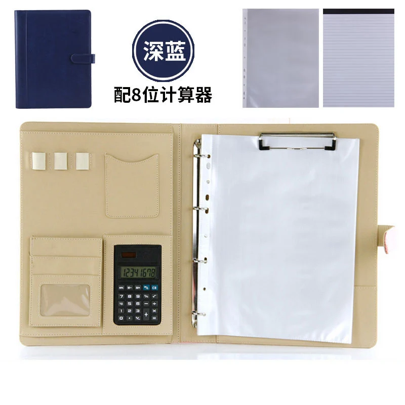 blue B style Винтажные A4 Кожа PU Padfolio мужские деловые договор управления застежка замок документ менеджер файл папка-портфель 1199b - Цвет: blue B style