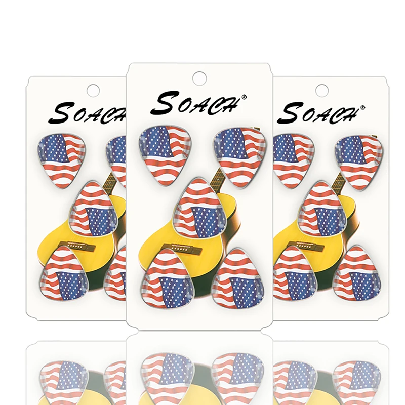 

SOACH 10pcs guitar featured American flag thickness 1.00mm 0.71mm 0.46 celluloid and bag random send guitar part