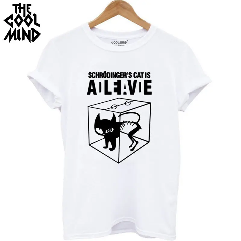 COOLMIND женские футболки Schrodinger's Cat THE Big Bang Theory, Хлопковые женские топы с коротким рукавом и круглым вырезом, футболки из хлопка
