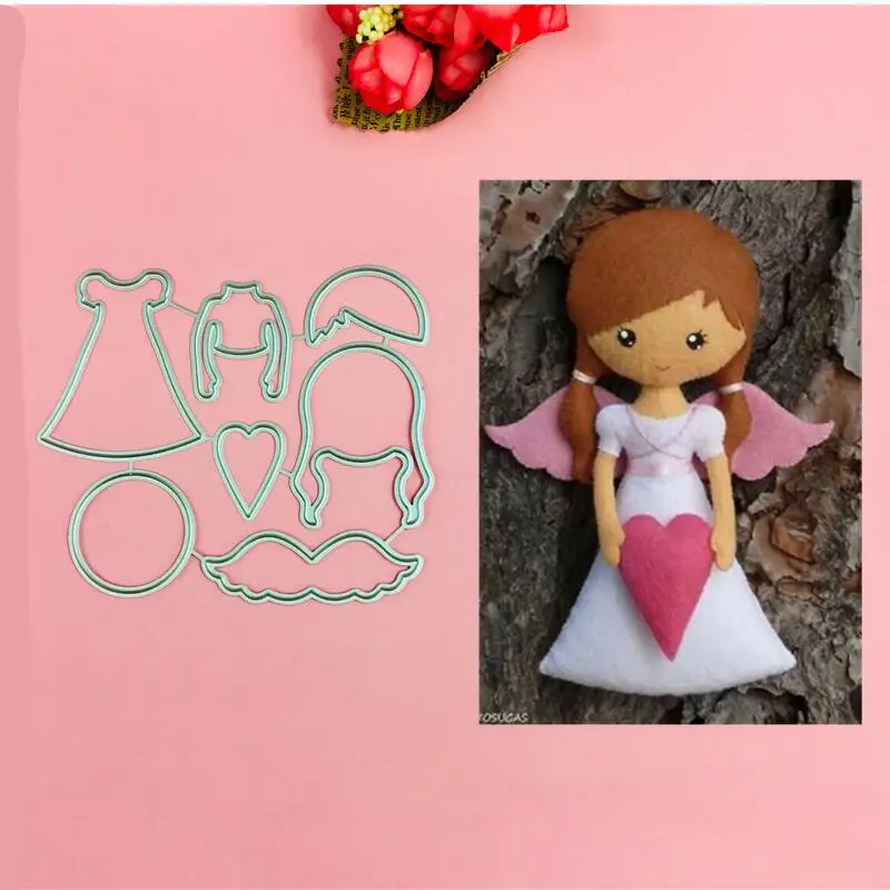 Lovely Love Wings Девушка вырезание штампы Любовь Сердце игрушка кукла скрапбук карта бумага ремесло украшение дома тиснение трафарет резак