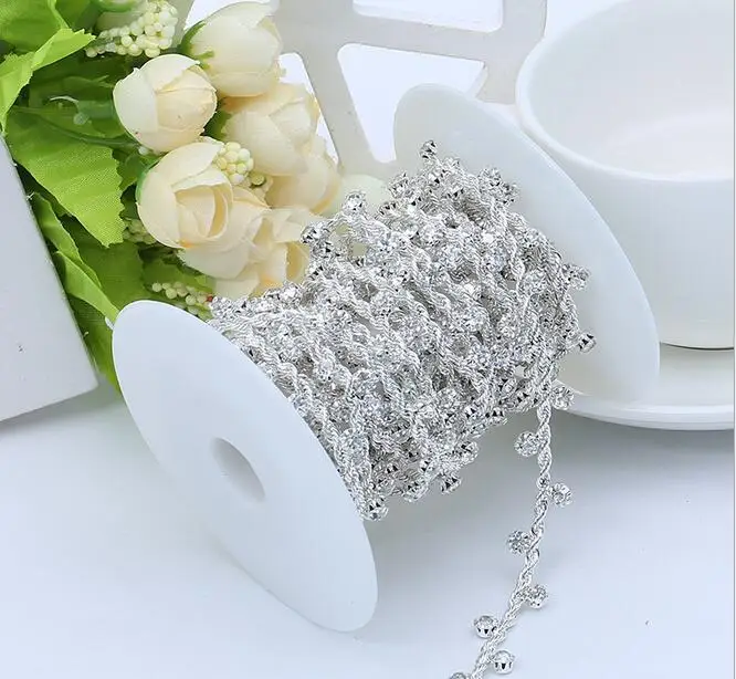 1 ярд блестящие стразы кристаллы серебро/золото ленточка с металлическим