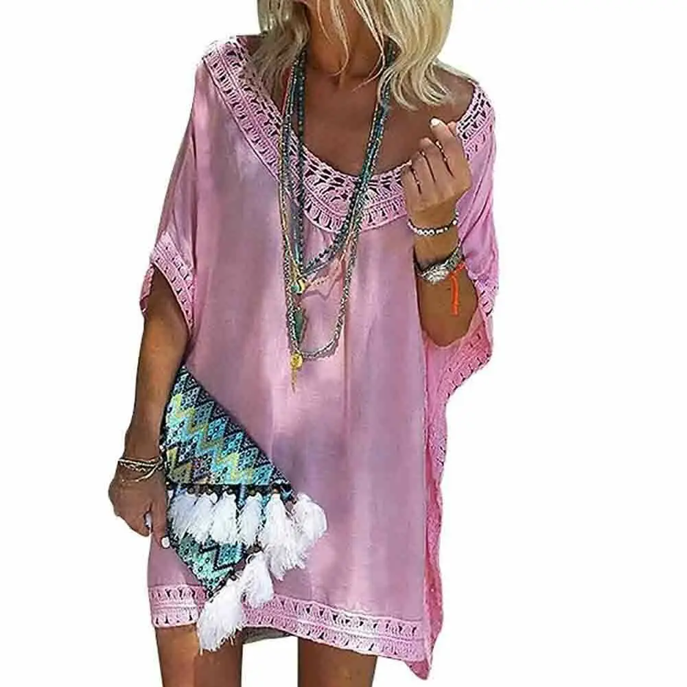 Женское летнее пикантное бикини с коротким рукавом и V-образным вырезом накидка