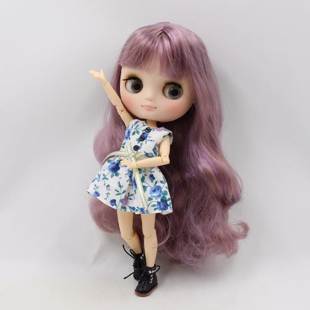 Blyth Middie кукла фиолетовая микс коричневый волос шарнир Кукла матовое лицо 1/8