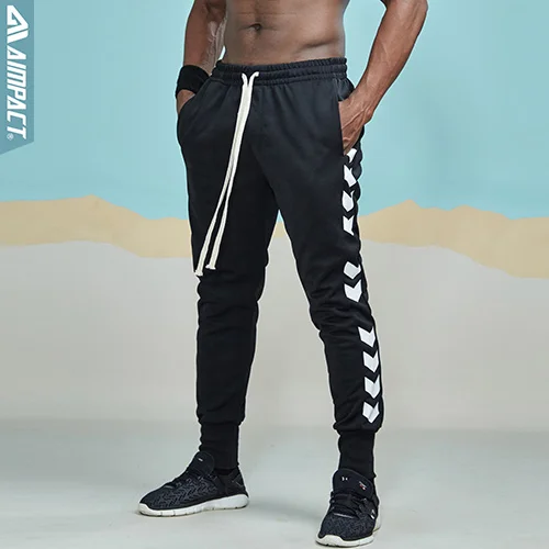 Black Aimpact Joggjng спортивные штаны для мужчин, модные облегающие повседневные штаны для бега, штаны для бега с карманами AM5037 - Цвет: Black