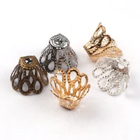 9x11mm vintage filigree metal cup hollow flower spacer beads end caps pendant diy charms connectors jewelry findings