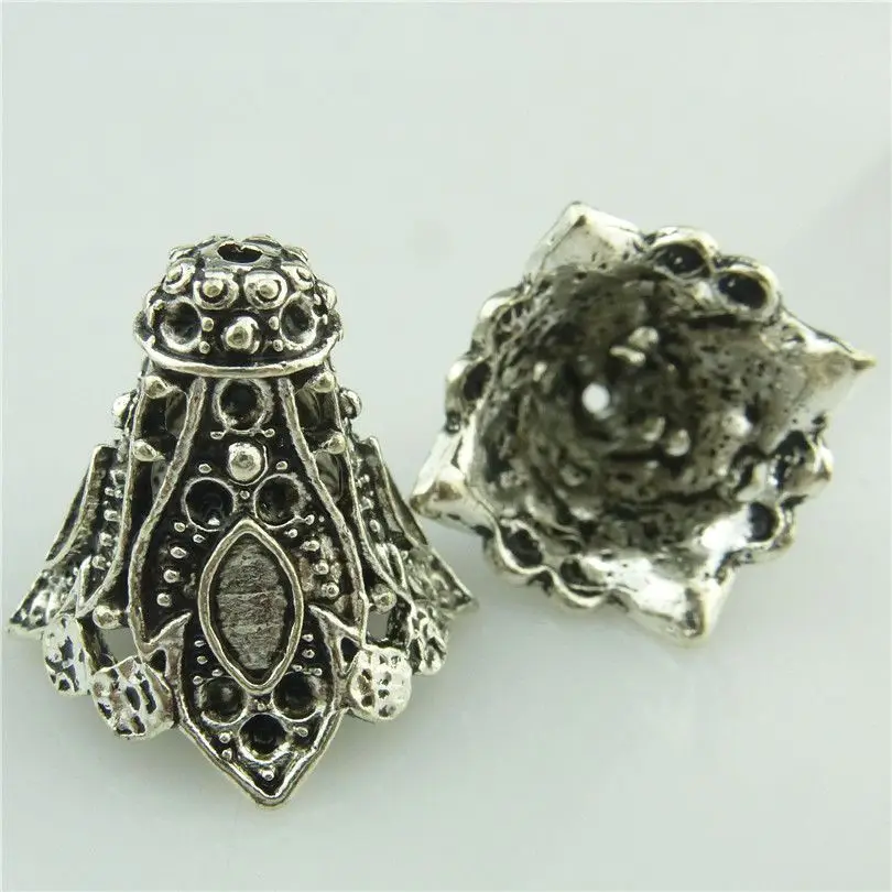 Бесплатная доставка 19048 5 шт. Винтаж Серебряный полые филигрань цветок с