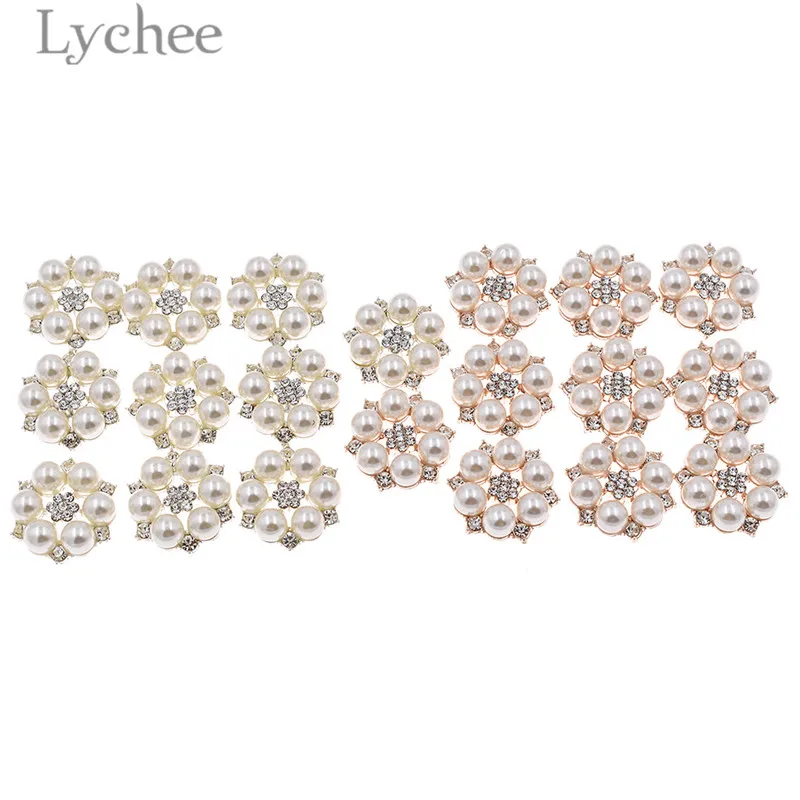 10 шт. кнопок Lychee Life с искусственным жемчугом стразы кристаллами кнопка для