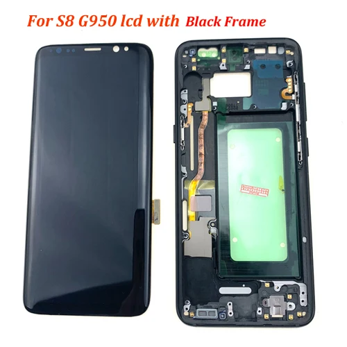 S8 With Black Frame S8 G950 G950F дисплей для SAMSUNG Galaxy S8 экран Замена ЖК сенсорный дигитайзер сборка S8 Plus ЖК G955 G955F - Цвет: S8 With Black Frame