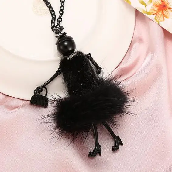 10 цветов новые модные кукольные ожерелья! Зимние меховые куклы разных брелки