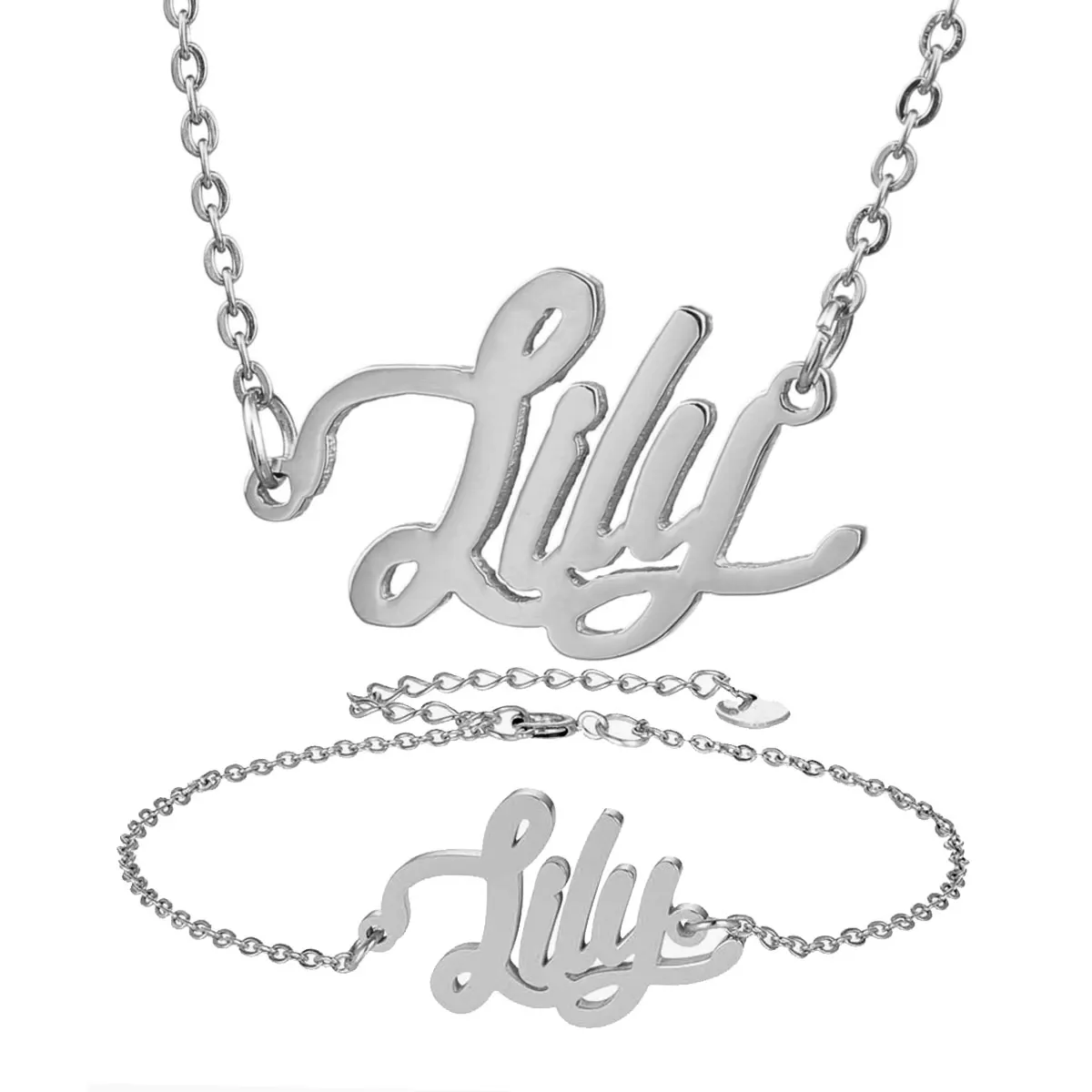 Модное ожерелье из нержавеющей стали + Набор браслетов &quotLily&quot с надписью