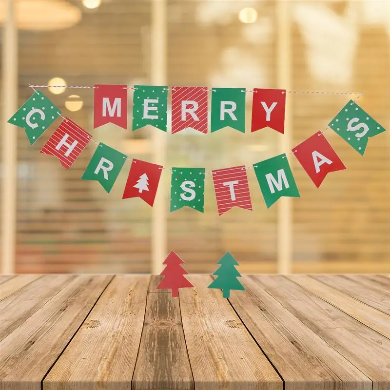 2M Bunting Banners Colorful Paper Merry Christmas Letter Pattern Garland Flags XMAS Tree Pendants Wall Hanging Decoration | Дом и сад