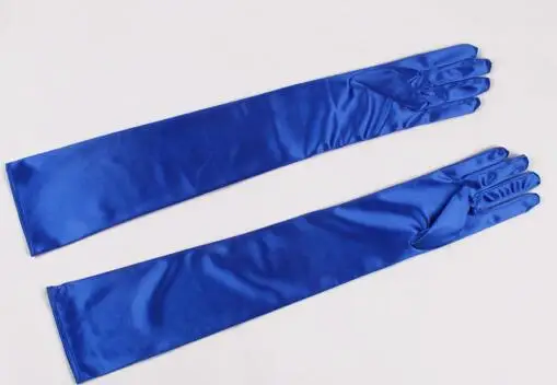 blue Женская длинная эластичная атласная перчатка Дамская Солнцезащитная перчатка 55 см R266 - Цвет: blue