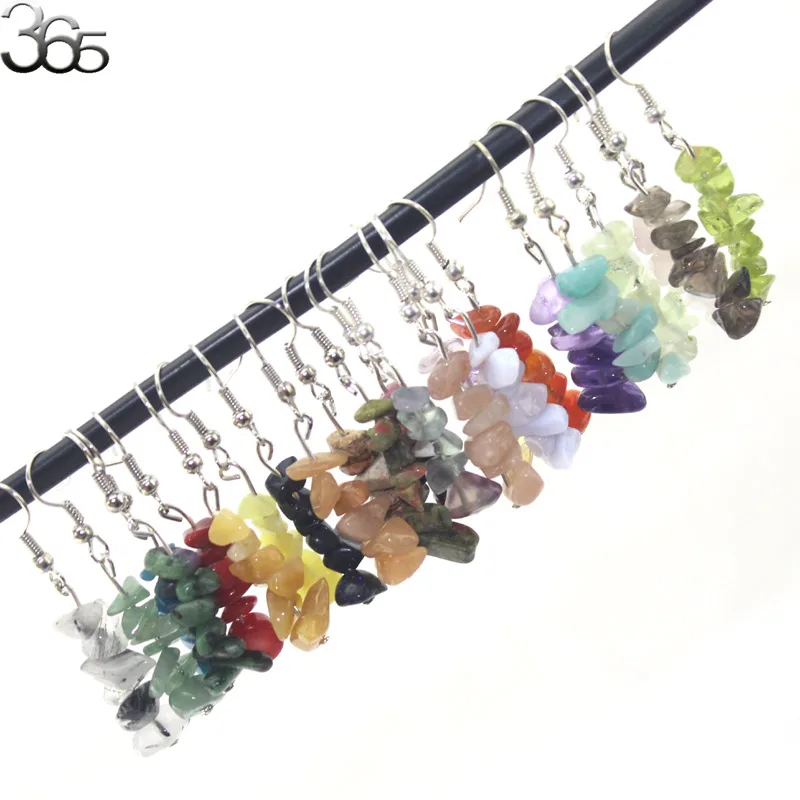 Free Shipping Beautiful Jewelry Hook Semi Precious Natural Genuine Gems Stone Chips Chip Woman Earrings | Украшения и аксессуары