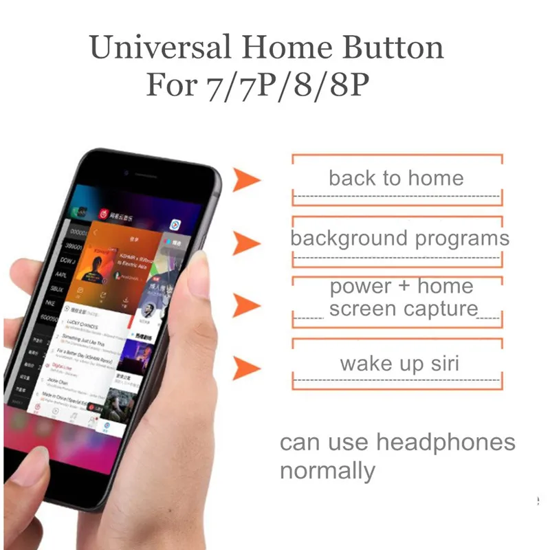 Универсальная кнопка home для iphone 7G 7 plus 8G 8 с функцией возврата и экраном shot no touch ID