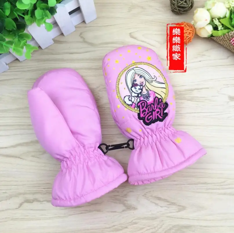 Winter warm baby girl mittens Children princess ski outdoor cartoon gloves girls riding windproof waterproof For 2-4 Y | Детская одежда