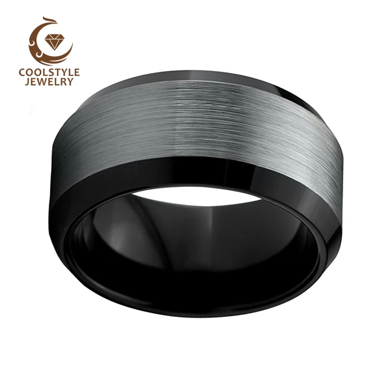 10 мм черный Мужской Перстень кольцо из карбида вольфрама обручальное со