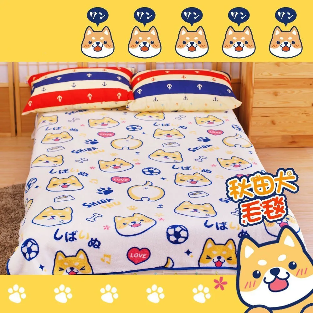 Kawaii Akita Inu Флисовое одеяло/150*200 см, одеяло для сна с мультяшными собаками/мягкий коралловый лист, кондиционер, одеяло на кровать
