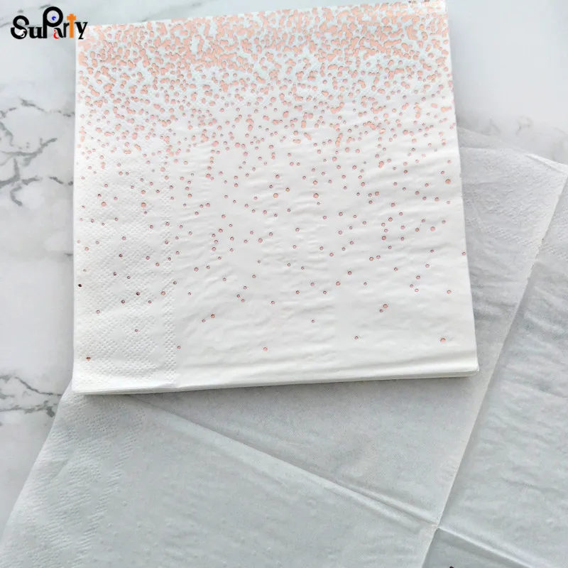 500 шт Розовое золото вечерние украшения из фольги розовые бумажные салфетки День