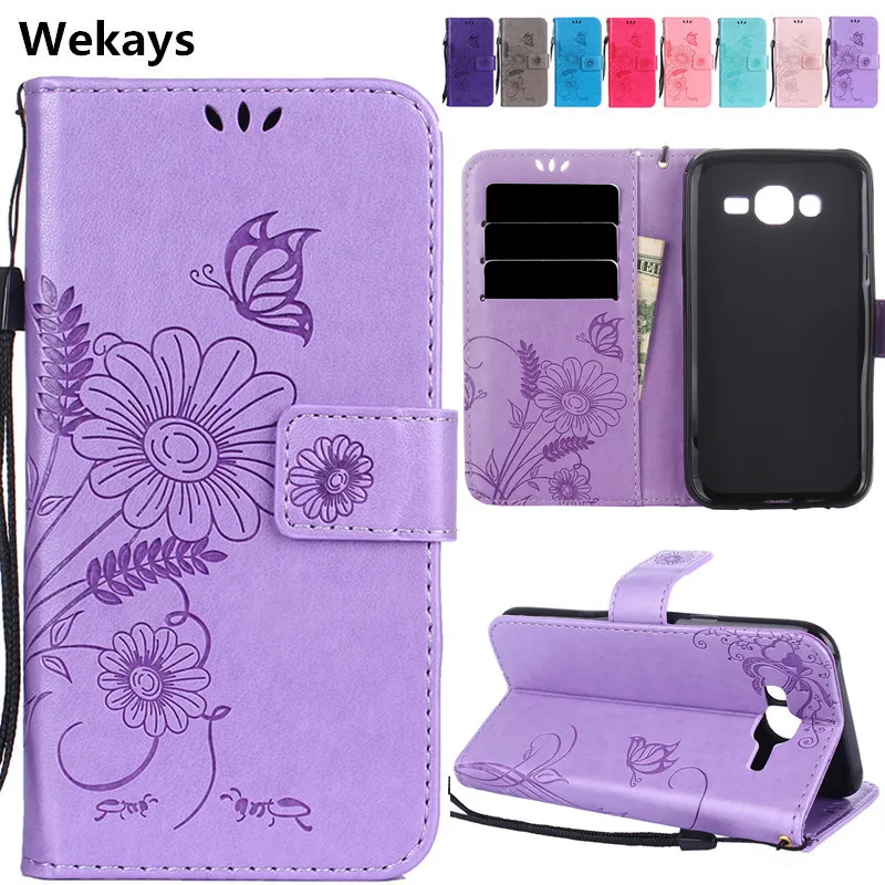 Роскошный кожаный флип чехол с цветочным принтом бабочки для Samsung Galaxy J3 J5 2015 J300 SM