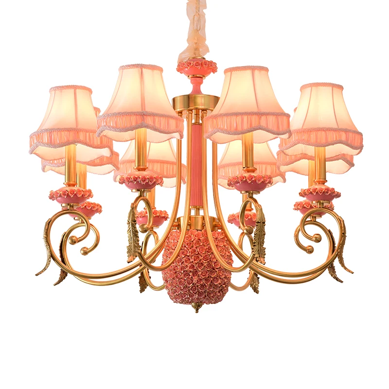Modern European Style All Copper Ceramic Chandelier Nordic Villa Children's Bedroom Chandeliers |