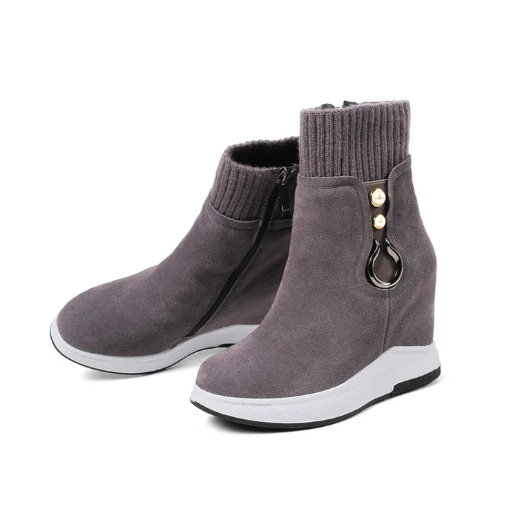 Beste Zorssar 2019 Vrouwelijke Winter Warm Platform Laarzen Vrouwen Enkel Snowboots Suède Wig Hoge Hak Booties Stretch Laarzen