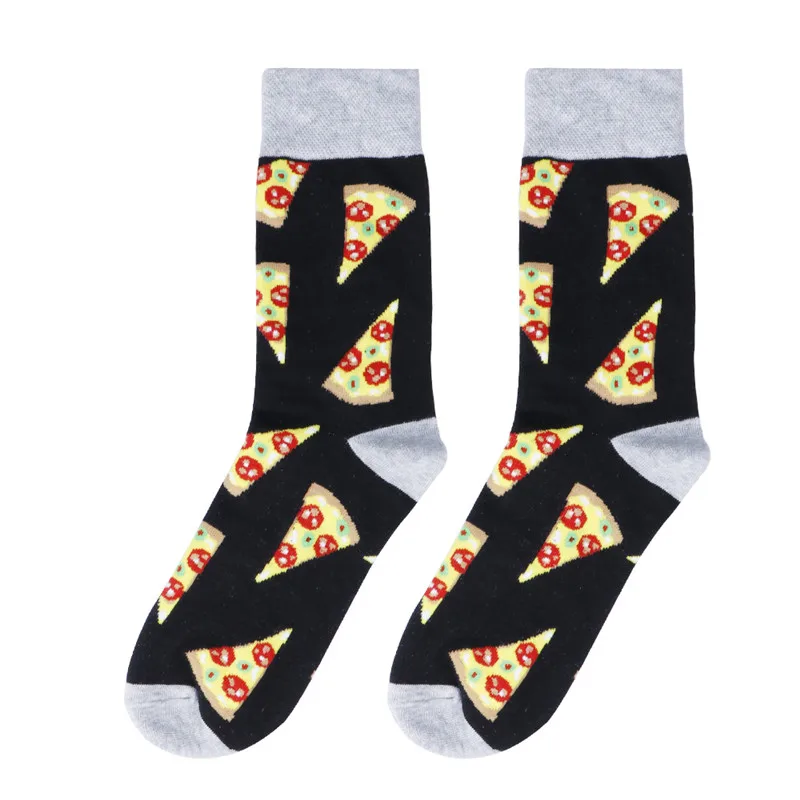 pizza Новинка года; зимние мужские носки забавные носки в стиле хип-хоп Харадзюку с изображением забавной пиццы, кактуса, перца, яйца, самолета, грузовика, быка, НЛО плотные носки - Цвет: pizza