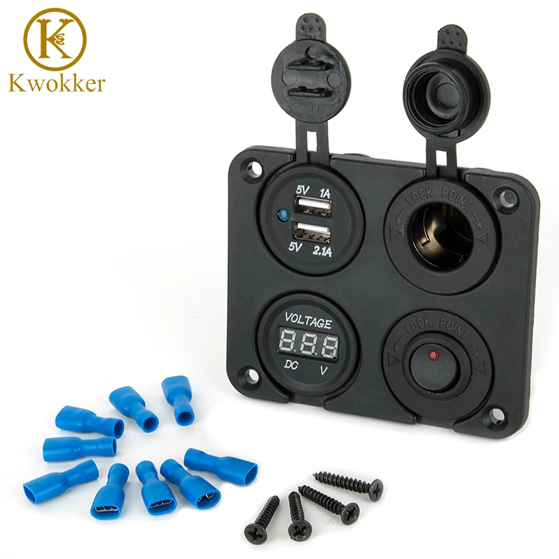 Водонепроницаемая 2 микро-розетка для прикуривателя клавишная панель