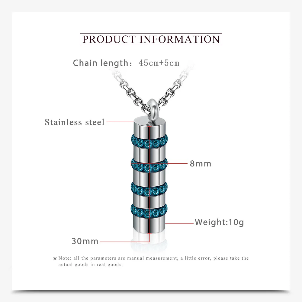 

DoreenBeads Stainless Steel Inlay Five Round White Blue Colorful Rhinestone Cylindrical Pendant Necklace Jewelry 45+5cm,1 Piece