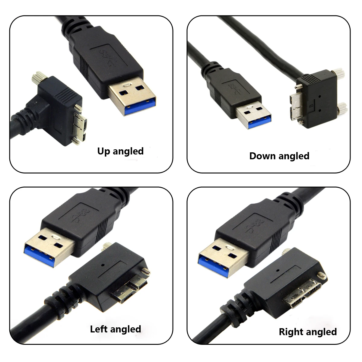 

CY Micro USB Screw Mount 90 Degree Left Angled to 3.0 Data Cable Converter Cord for Industrial Camera 1.2M 4FT 3M 5M