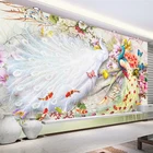 Пользовательские обои любого размера, европейский стиль 3D стерео красочный павлин фото стена ткань гостиная домашний Декор 3D обои