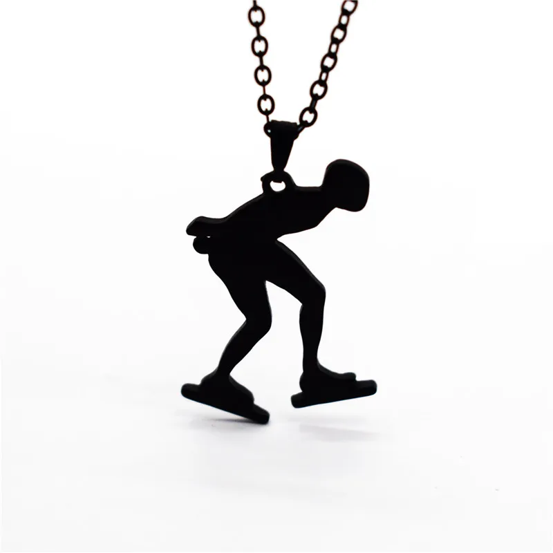 

Elfin New Trendy Ice Skating Necklace Men's Speed Skating Pendant Necklace Speed Skating Jewellery Figure Jewellery