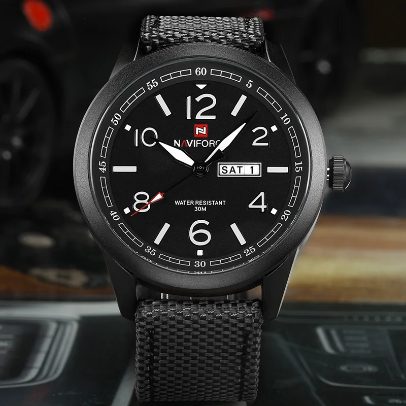 Naviforce Мужская Мода Повседневное Повседневные часы Элитный бренд кожаным