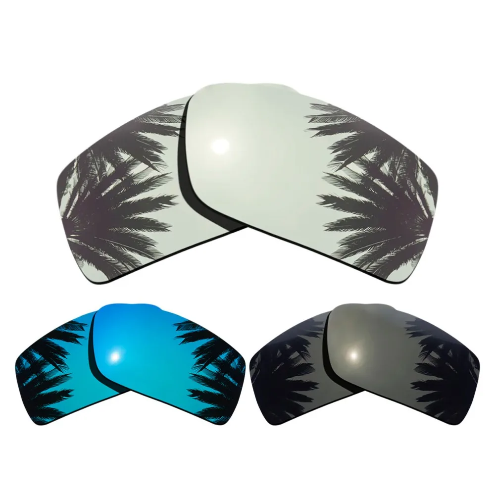 (Silver Mirrored+Black+Blue Mirrored Coating) 3-Pairs Polarized Replacement Lenses for Gascan Frame 100% UVA & UVB Protection